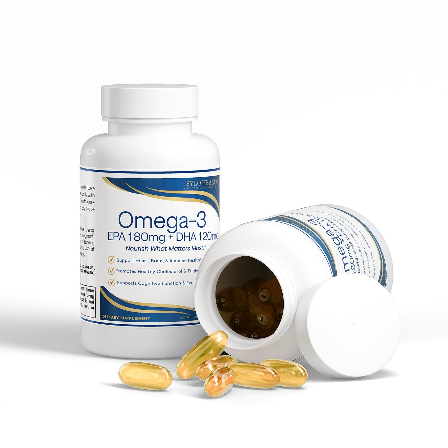 Omega-3 EPA 180mg + DHA 120mg, Fish Oil — Heart, Brain & Total Body Support